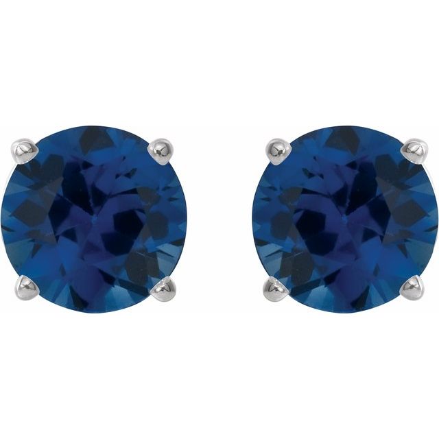 14K Yellow Or White Gold Round Friction 4-Prong Lab-Grown Gemstone Stud Earrings