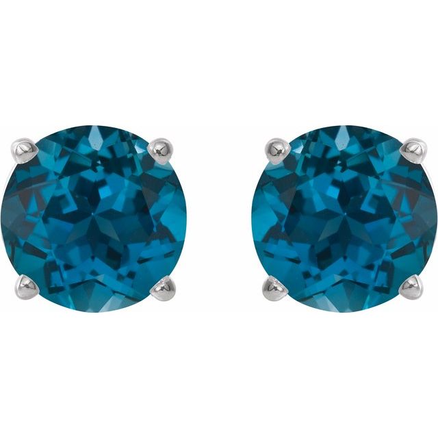 14K Yellow Or White Or Rose Gold Or Sterling Silver Or Platinum Round Friction 4-Prong Natural Gemstone Stud Earrings