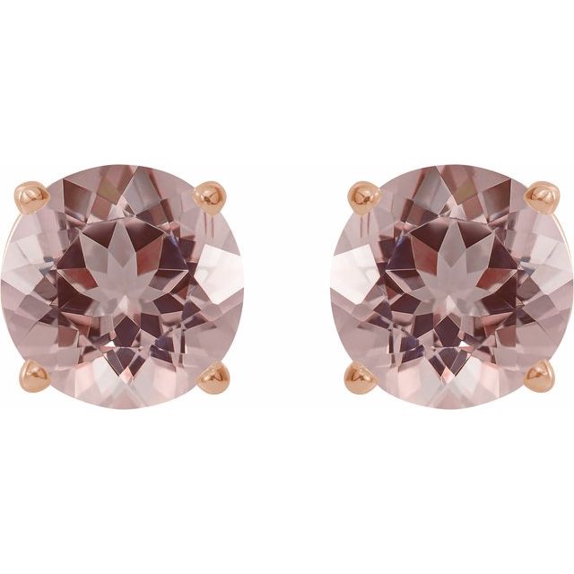 14K Yellow Or White Or Rose Gold Or Sterling Silver Or Platinum Round Friction 4-Prong Natural Gemstone Stud Earrings