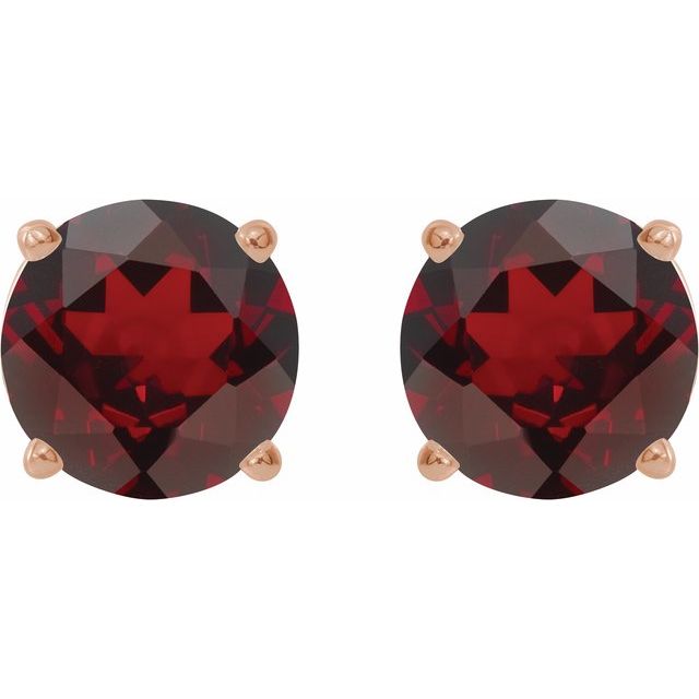 14K Yellow Or White Or Rose Gold Or Sterling Silver Or Platinum Round Friction 4-Prong Natural Gemstone Stud Earrings