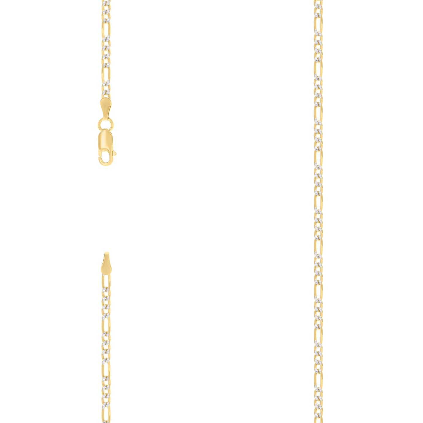 Sterling Silver Two Tone Pave Super Flat Figaro Chain