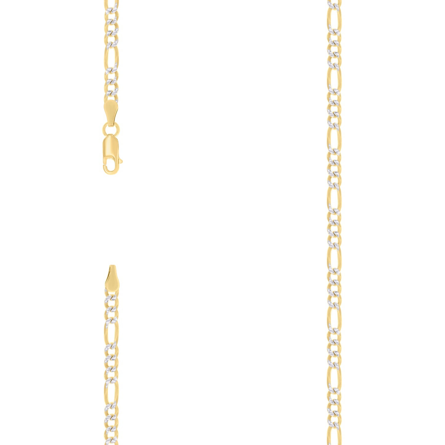 Sterling Silver Two Tone Pave Super Flat Figaro Chain