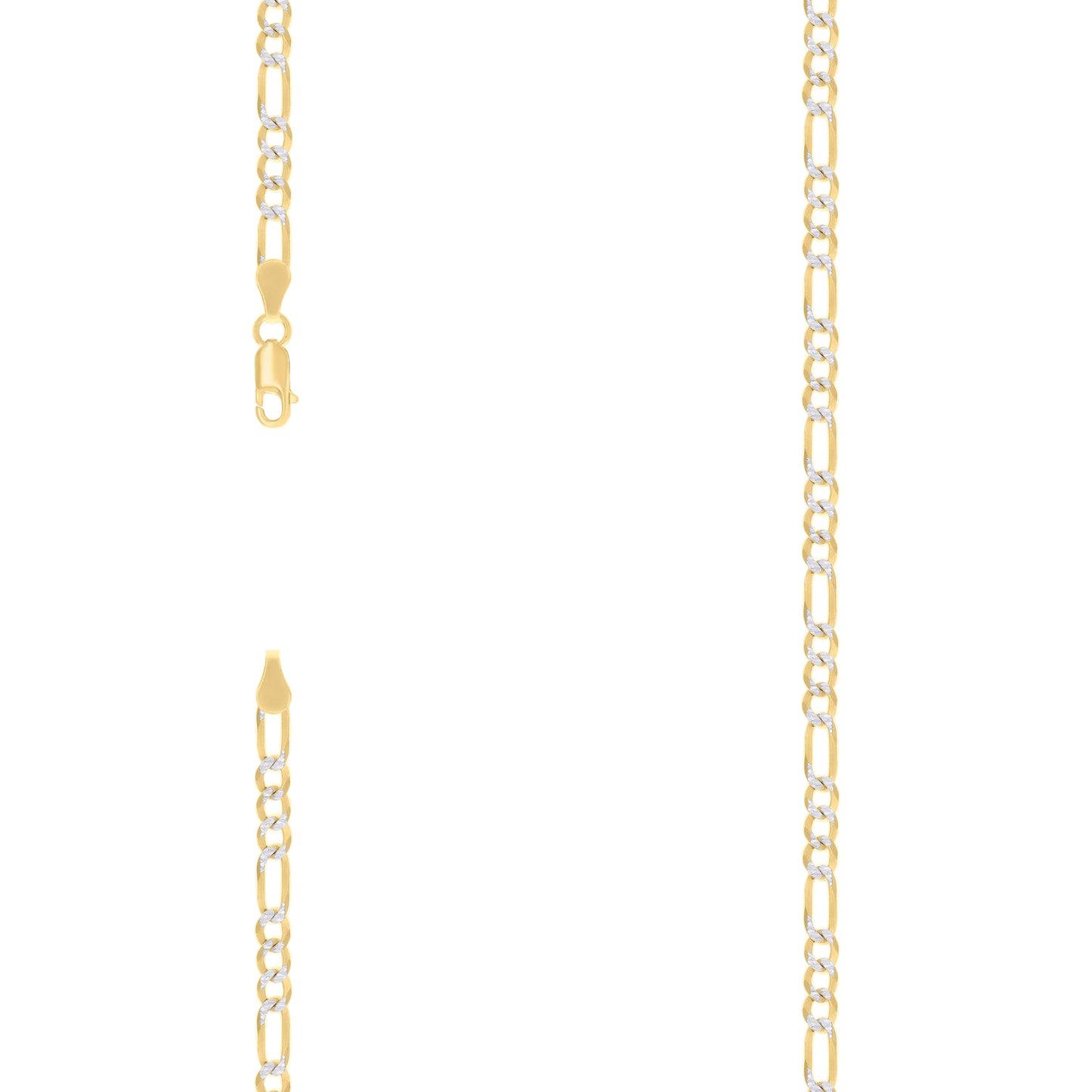 Sterling Silver Two Tone Pave Super Flat Figaro Chain
