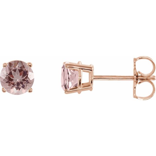 14K Yellow Or White Or Rose Gold Or Sterling Silver Or Platinum Round Friction 4-Prong Natural Gemstone Stud Earrings