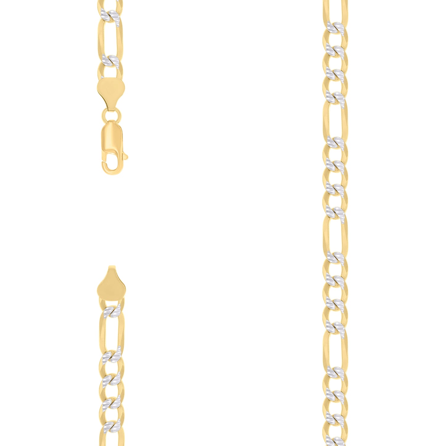 Sterling Silver Two Tone Pave Super Flat Figaro Chain