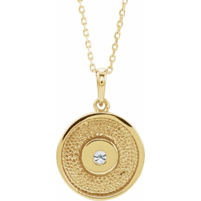 14K Yellow Gold Round 3Mm Si2-Si3, G-H 16-18 In Polished 1/10 Ctw Natural Diamond Disc Pendant Necklace