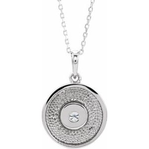 14K White Gold Round 3Mm G-H Si2-Si3 1/10 Ctw Natural Diamond Disc Pendant Necklace, Length: 18 In