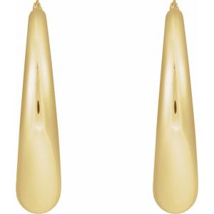 14K Yellow Gold Pair Electroform Puffed Hoop Earrings, Length: 37.2 Mm, Thickness: 7.6 Mm