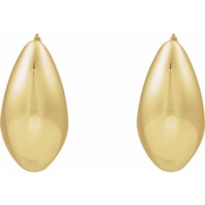 14K Yellow Gold Pair Electroform Tapered Hoop Earrings, Length: 25.1 Mm, Thickness: 11.9 Mm