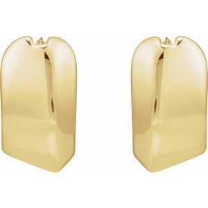 14K Yellow Gold Pair Electroform Puffed Hoop Earrings, Length: 19 Mm, Thickness: 10.7 Mm