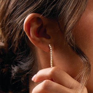 14K Yellow Gold Round 1.8 Mm 3/4 Ctw Natural Diamond Drop Earrings