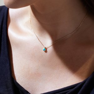 14K Yellow Gold Round 4 Mm Natural Opal Bezel-Set Necklace, Length: 18 In