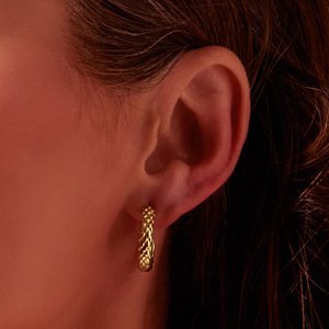 14K Yellow Gold Scale Hoop Earrings
