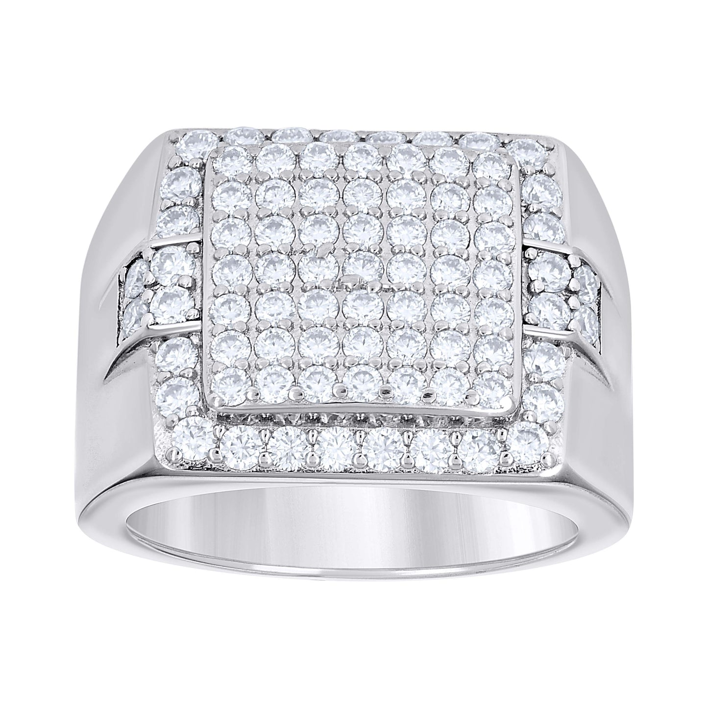 Sterling Silver Men's Moissanite Square Head Fashion Bridal Anniversary Wedding Engagement Band Ring