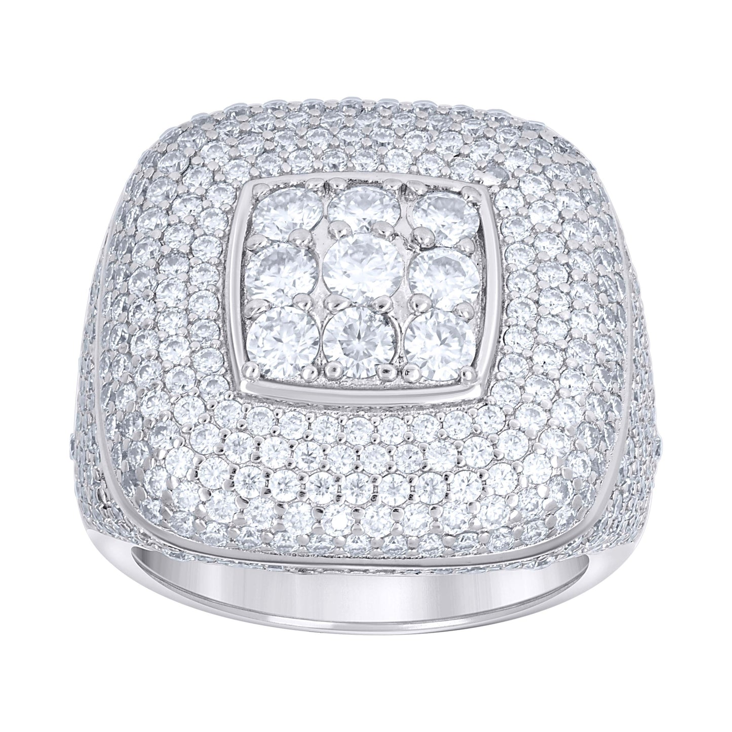 Sterling Silver Men's Moissanite Square Head Fashion Bridal Anniversary Wedding Engagement Band Ring