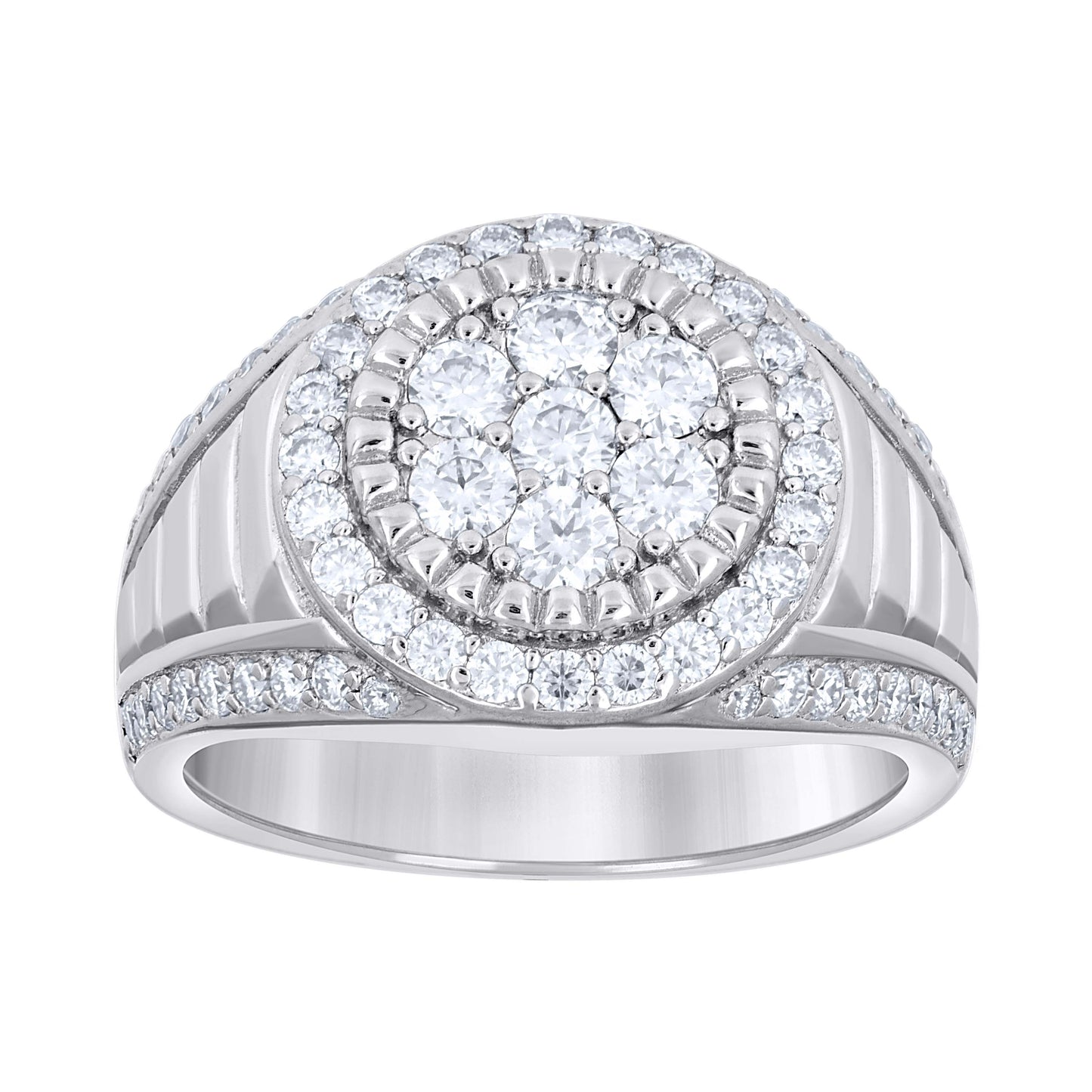 Sterling Silver Mens Moissanite Round Head Fashion Bridal Anniversary Wedding Engagement Band Ring