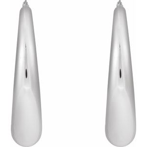Sterling Silver Pair Electroform Puffed Hoop Earrings, Length: 37.2 Mm, Thickness: 7.6 Mm