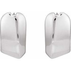 Sterling Silver Pair Electroform Puffed Hoop Earrings, Length: 18.3 Mm, Thickness: 12 Mm