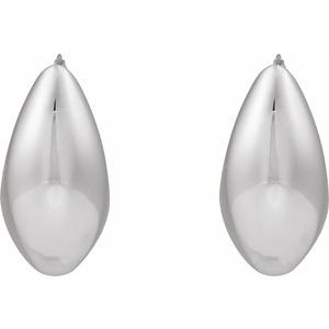 Sterling Silver Pair Electroform Tapered Hoop Earrings, Length: 25.1 Mm, Thickness: 11.9 Mm