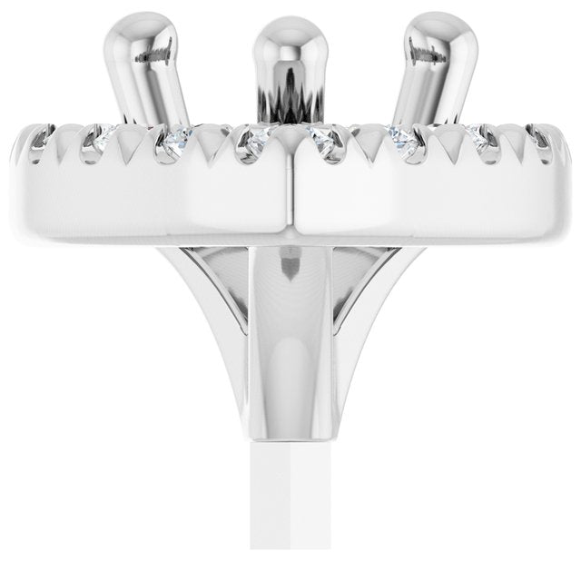 Platinum Pear 3-Prong 9 X 6Mm Si1-Si2, G-H Polished 1/5 Ctw Lab-Grown Diamond Semi-Set French-Set Halo-Style Peg Setting