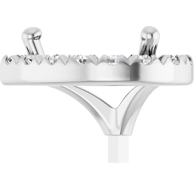 Platinum Pear 3-Prong 9 X 6Mm Si1-Si2, G-H Polished 1/5 Ctw Lab-Grown Diamond Semi-Set French-Set Halo-Style Peg Setting