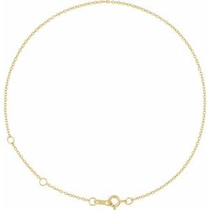 10K Yellow Or White Or Rose Gold 1 Mm 6.5-7.5 In Spring Ring Polished Cable Chain