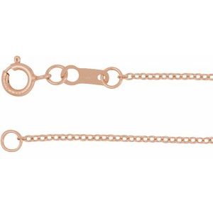 10K Yellow Or White Or Rose Gold 1 Mm 16-18 In Spring Ring Polished Cable Chain