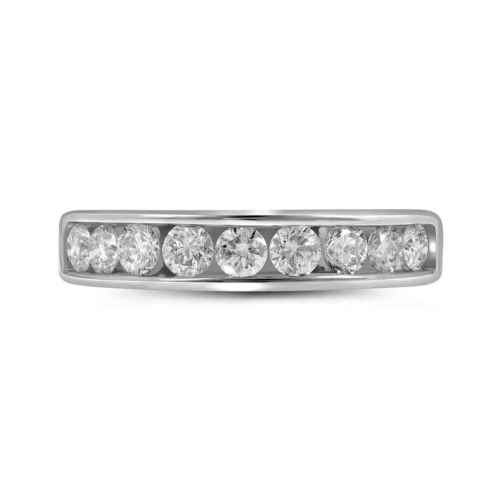 14K White Gold Womens Round Channel-set Diamond Single Row Wedding Band 1 Cttw, Womens Size: 5-10