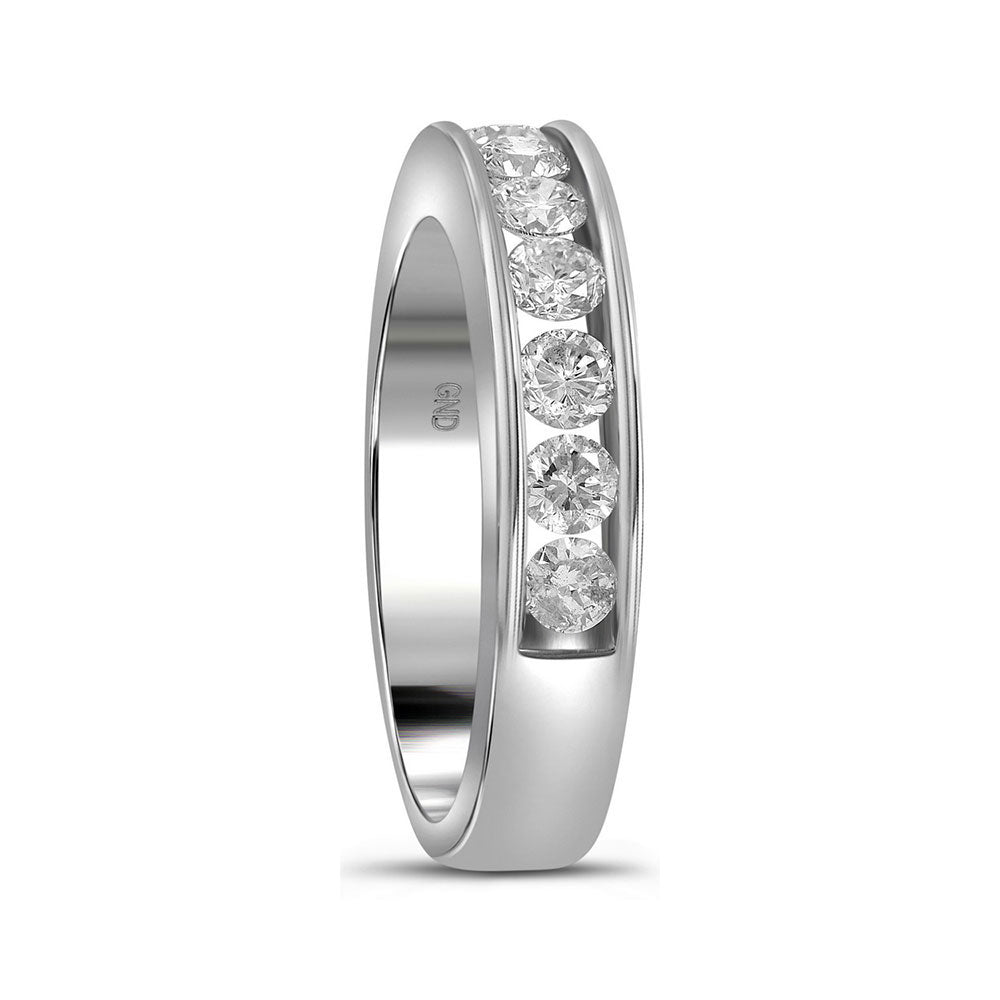 14K White Gold Womens Round Channel-set Diamond Single Row Wedding Band 1 Cttw, Womens Size: 5-10