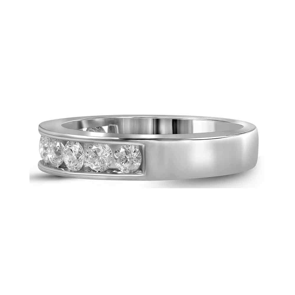 14K White Gold Womens Round Channel-set Diamond Single Row Wedding Band 1 Cttw, Womens Size: 5-10