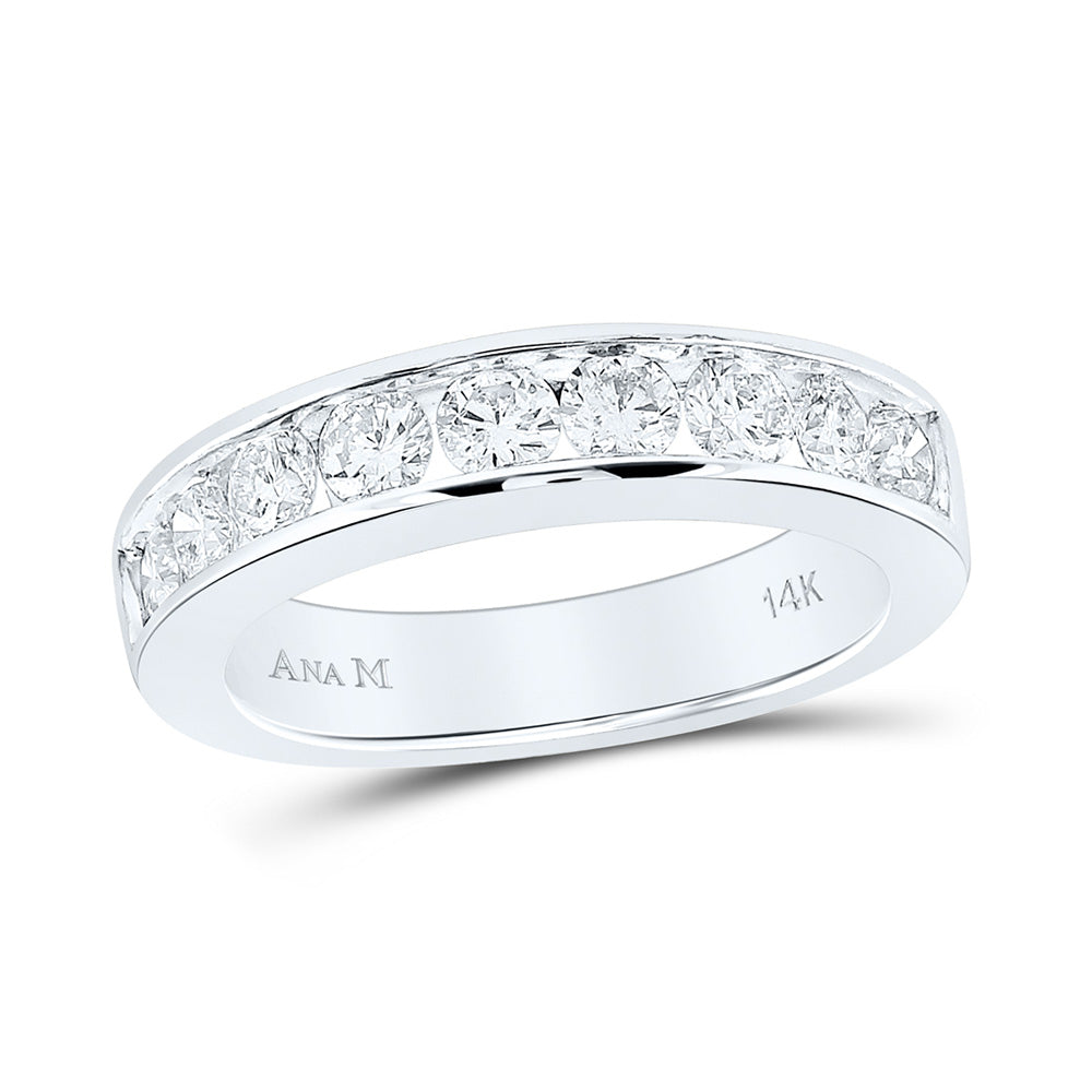 14K White Gold Womens Round Channel-set Diamond Single Row Wedding Band 1 Cttw, Womens Size: 5-10