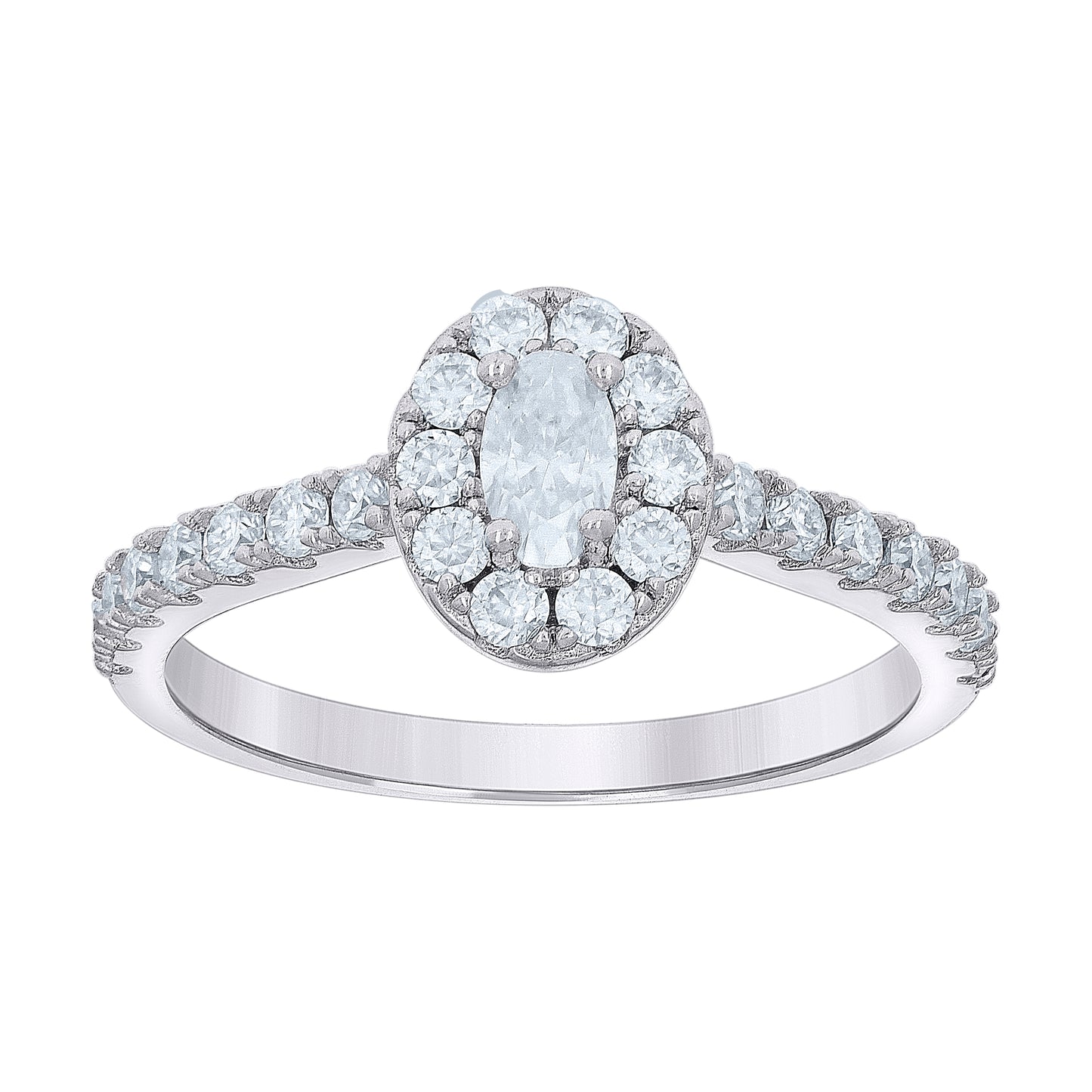 Sterling Silver Womens Oval Round 0.86ct Moissanite Oval Bridal Anniversary Engagement Wedding Ring