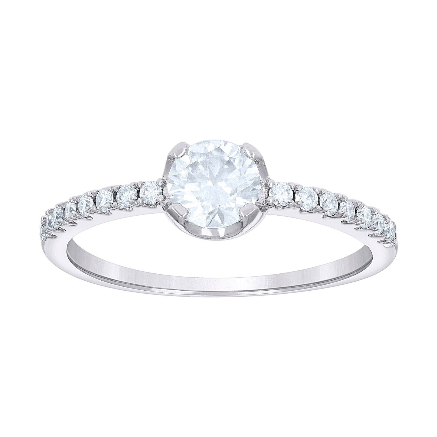 Sterling Silver Womens 0.67ct Moissanite Bridal Anniversary Engagement Wedding Ring