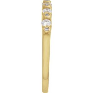 14K Yellow Gold Round 2.2 Mm Polished 1/3 Ctw Natural Diamond Anniversary Band Size 7