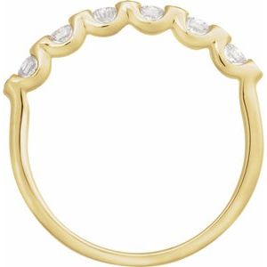 14K Yellow Gold Round 2.2 Mm Polished 1/3 Ctw Natural Diamond Anniversary Band Size 7