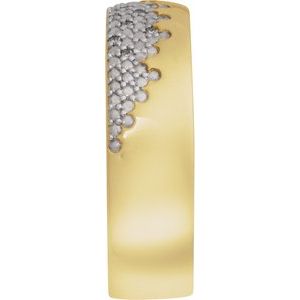 14K Yellow Gold Round .9 Mm Polished 1/10 Ctw Natural Diamond Accented Band Size 7