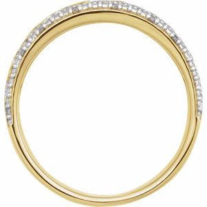14K Yellow Gold Round .9 Mm Polished 1/10 Ctw Lab-Grown Diamond Accented Band Size 7