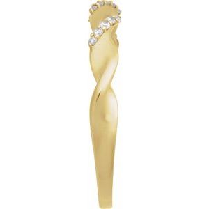 14K Yellow Gold Round 1.15 Mm Polished 0.08 Ctw Natural Diamond Spiral Anniversary Band Size 7