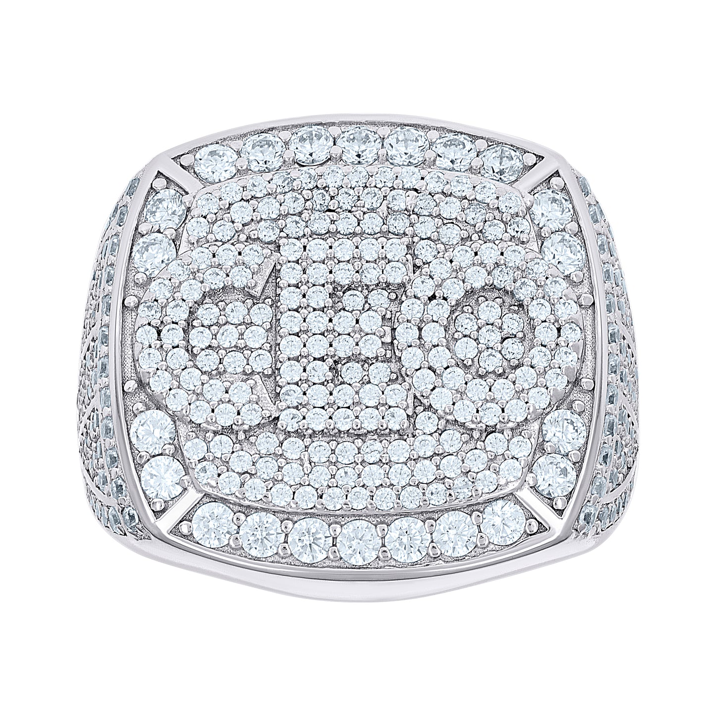 Sterling Silver Mens 3.86ct Round, 0.58ct Baguette Moissanite CEO Square Head Fashion Bridal Anniversary Wedding Engagement Band Ring