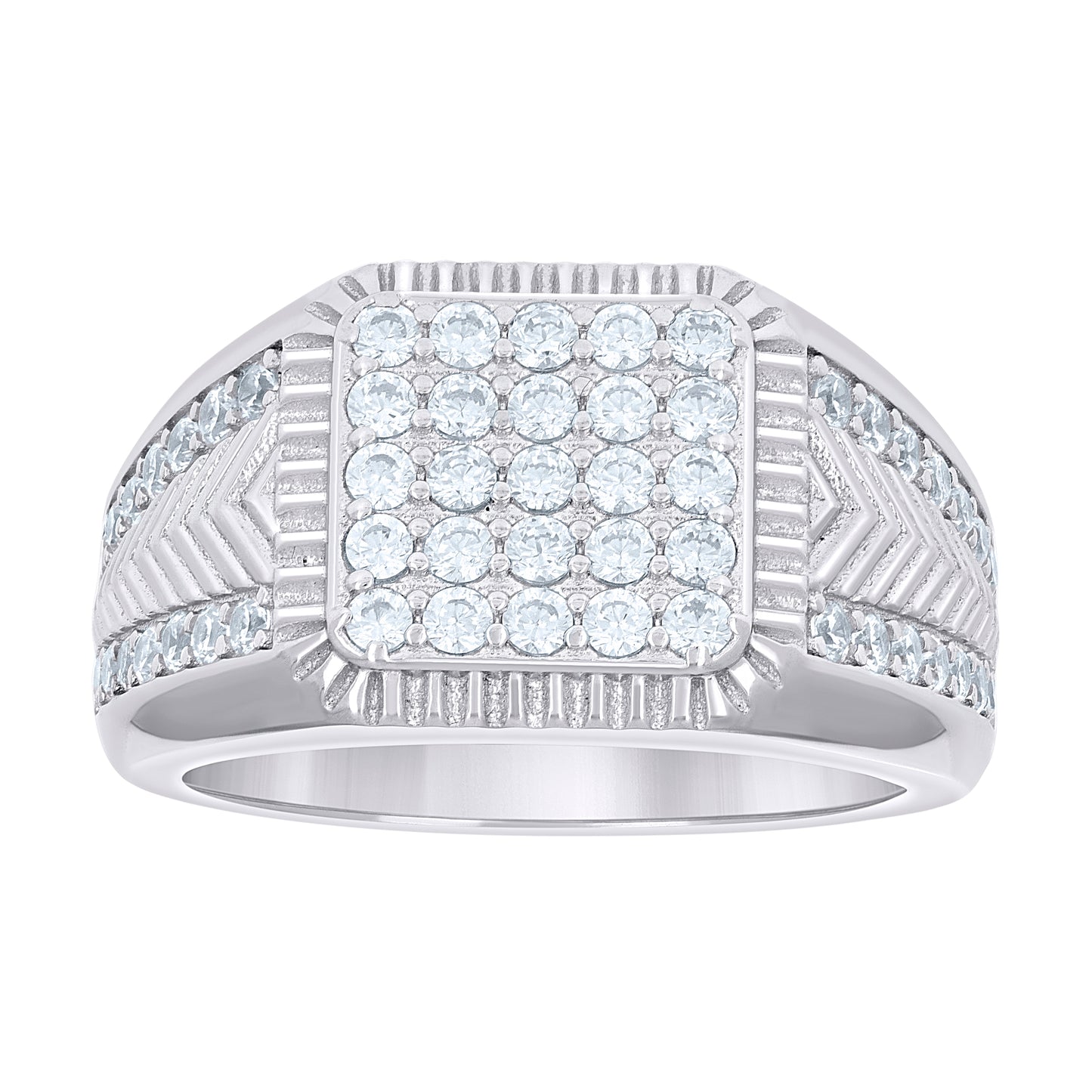 Sterling Silver Mens Square Head Fashion Moissanite Bridal Anniversary Wedding Engagement Band Ring