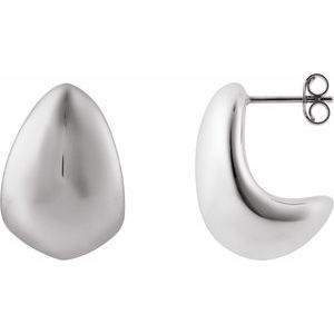 Sterling Silver 22.5 X 16 Mm Pair Friction Backs Included Polished Electroform Teardrop Earrings