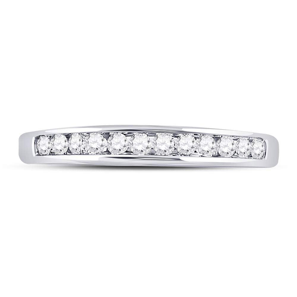 14K White Gold Womens Round Diamond Wedding Channel Set Band 1/4 Cttw, Womens Size: 5-10