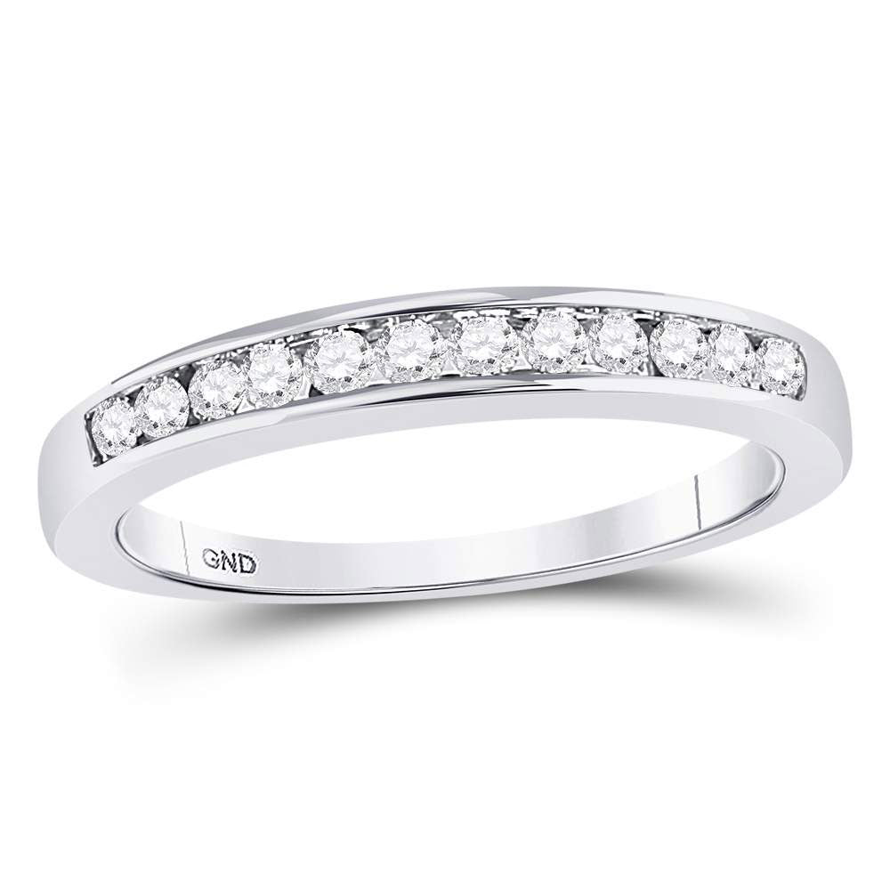 14K White Gold Womens Round Diamond Wedding Channel Set Band 1/4 Cttw, Womens Size: 5-10