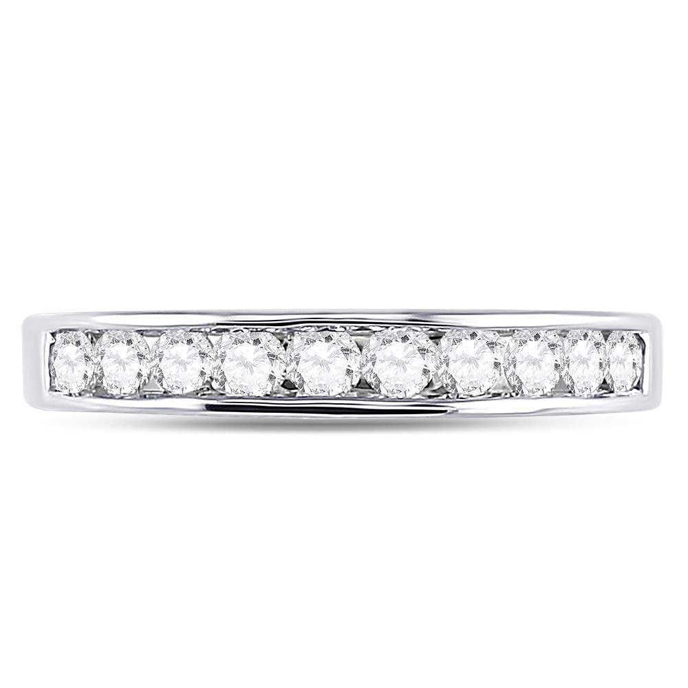 14K White Gold Womens Round Diamond Wedding Channel Set Band 1/2 Cttw, Womens Size: 5-10