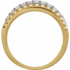 14K Yellow Gold Round 2 Mm Polished 1/2 Ctw Lab-Grown Diamond Band Size 7