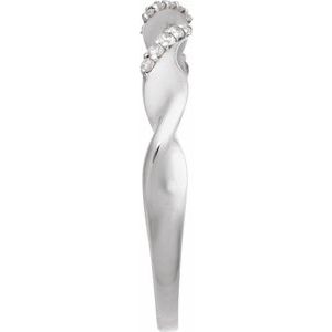 14K White Gold Round 1.15 Mm Polished 0.08 Ctw Natural Diamond Spiral Anniversary Band Size 7