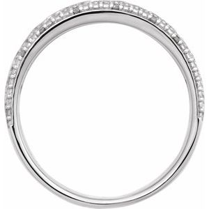 14K White Gold Round .9 Mm Polished 1/10 Ctw Natural Diamond Accented Band Size 7