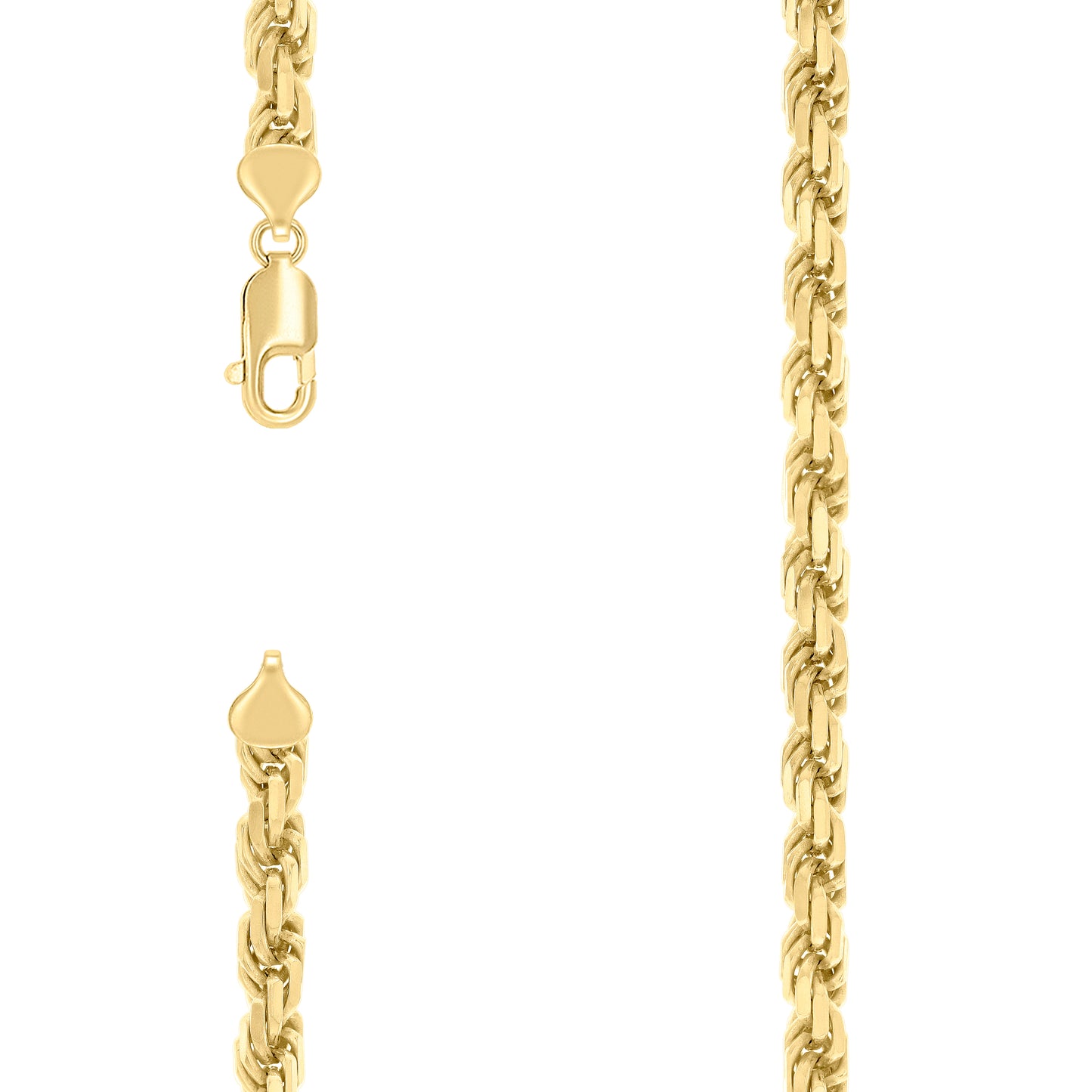 Sterling Silver Yellow-Tone Solid Rope Silver Chain