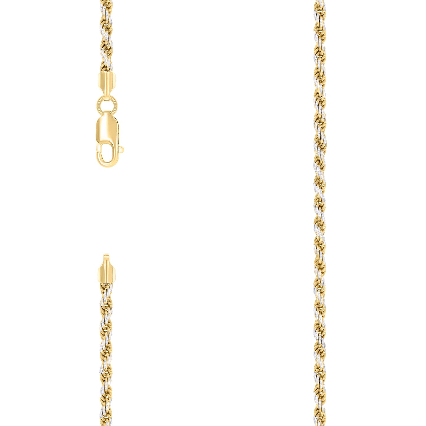 Sterling Silver Two Tone Solid Rope Silver Chain