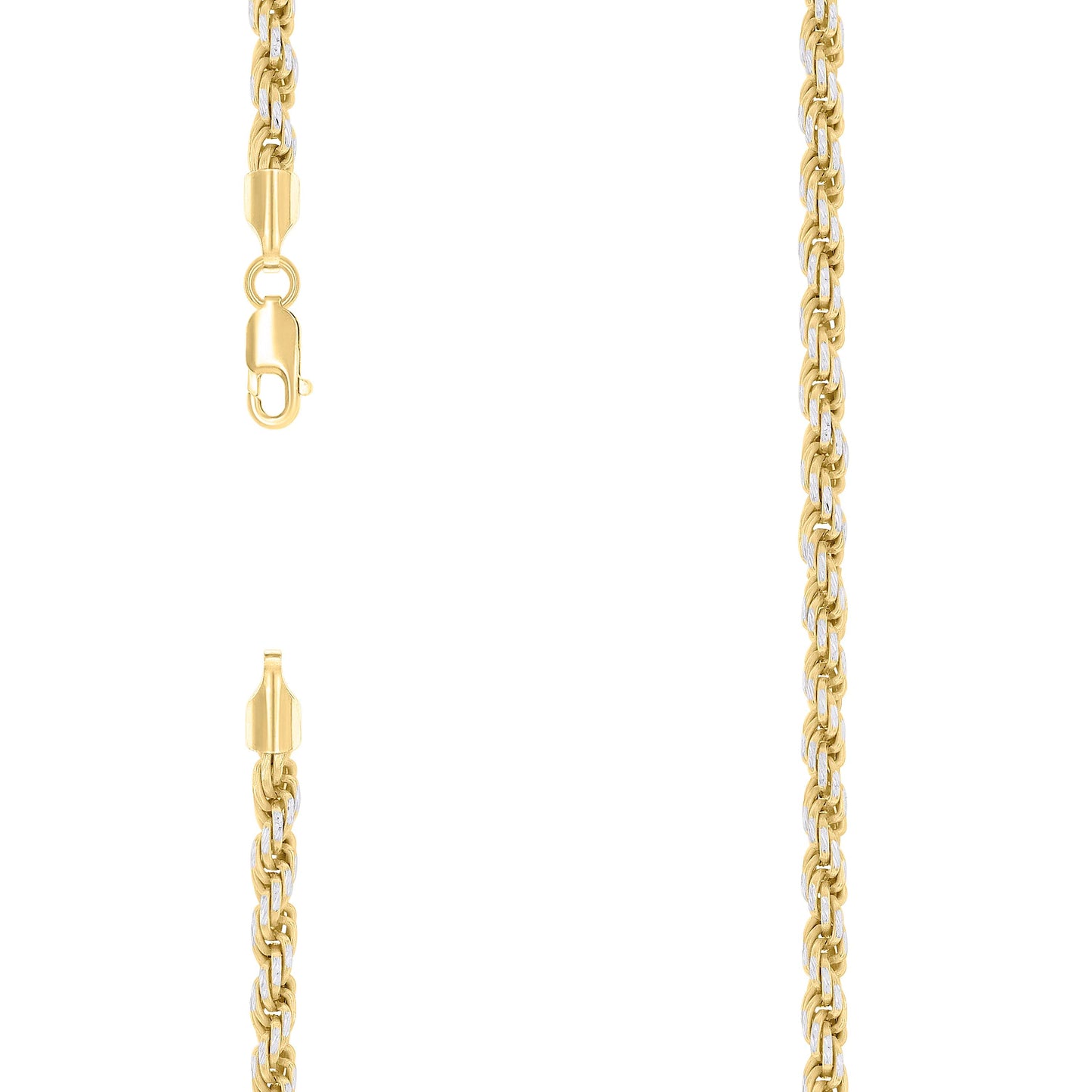 Sterling Silver Two Tone Solid Rope Silver Chain